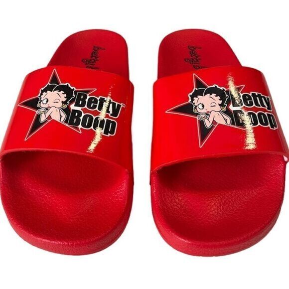 Betty Boop Red Slip On Women's Slides Sandals Size 7 - Picture 4 of 10
